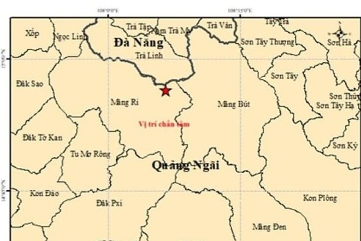 Quảng Ngãi xảy ra trận động đất có độ lớn lên tới 4,9 độ