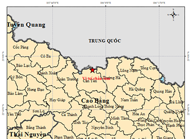 Động đất tại xã Cần Yên, tỉnh Cao Bằng