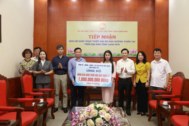 Lạng Sơn tiếp nhận 1 tỷ đồng do tỉnh Hưng Yên hỗ trợ khắc phục hậu quả thiên tai