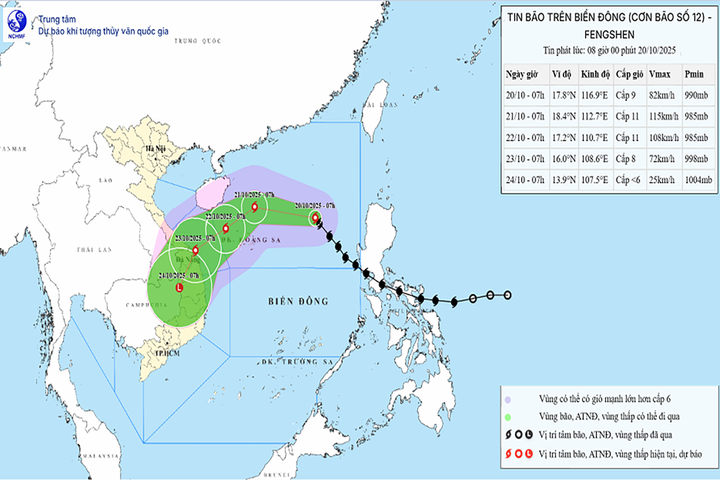 Bão số 12 cách Hoàng Sa 490km, cảnh báo thiên tai cấp 3 vùng biển từ Huế đến Quảng Ngãi