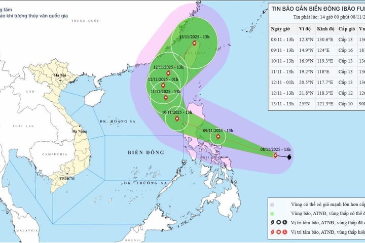 Bão Fung-Wong có khả năng đạt cấp siêu bão vào ngày mai