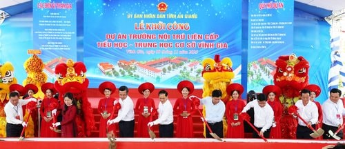 An Giang đồng loạt khởi công xây dựng 3 trường học tại các xã biên giới