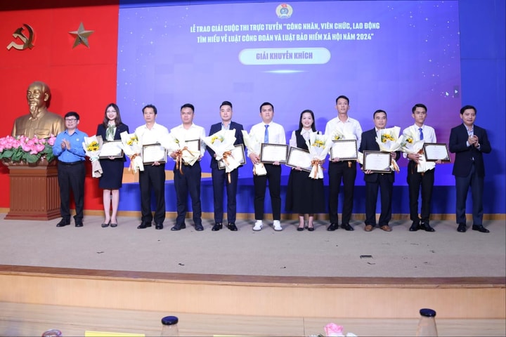 Tổng LĐLĐ Việt Nam trao giải Cuộc thi trực tuyến tìm hiểu Luật Công đoàn và Luật BHXH năm 2024