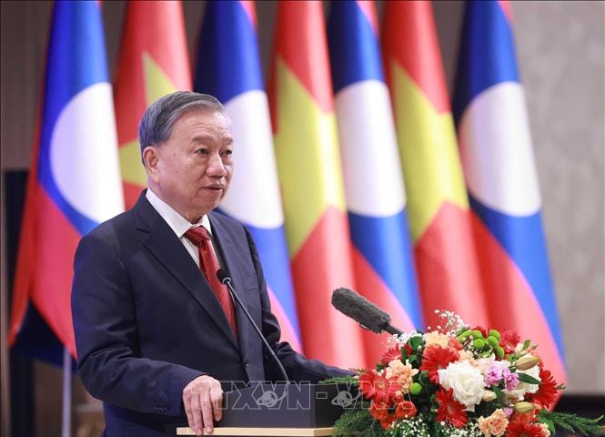 Tổng Bí thư Tô Lâm dự chiêu đãi cấp Nhà nước do Tổng Bí thư, Chủ tịch nước Lào và Phu nhân chủ trì