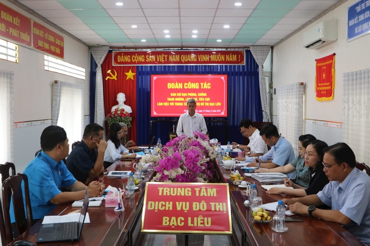 Kiểm tra công tác phòng, chống tham nhũng , tiêu cực tại Trung tâm dịch vụ Đô thị Bạc Liêu