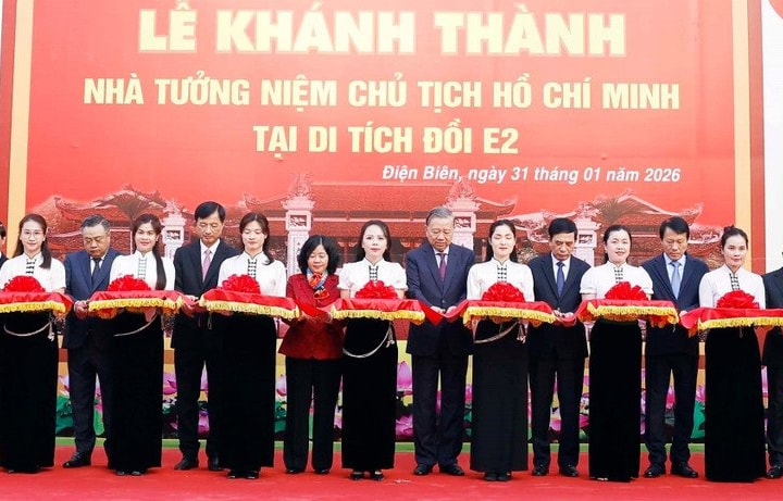 Tổng Bí thư Tô Lâm dự lễ khánh thành Nhà tưởng niệm Chủ tịch Hồ Chí Minh tại Đồi E2, Điện Biên