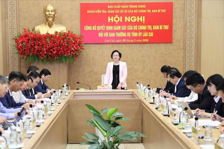 Công bố quyết định kiểm tra, giám sát năm 2026 đối với Ban Thường vụ Tỉnh ủy Lào Cai