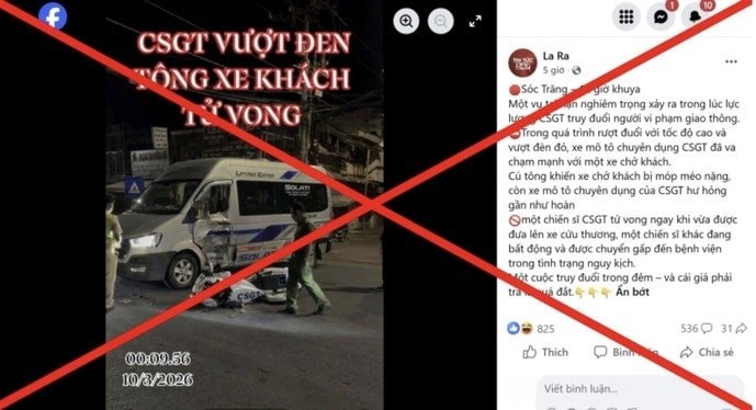Bác bỏ tin đồn “xe CSGT gây tai nạn” lan truyền trên mạng xã hội
