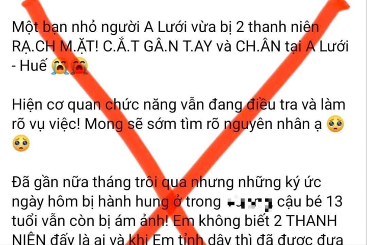 Công an bác tin thiếu niên 13 tuổi ở A Lưới bị rạch mặt, cắt gân tay chân
