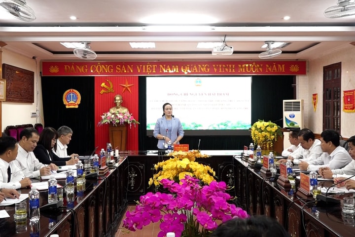 Phó Chánh án TANDTC Nguyễn Hải Trâm làm việc với TAND hai cấp tỉnh Quảng Trị