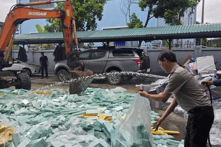 Tiêu hủy hơn 15.000 cây thuốc lá nhập lậu