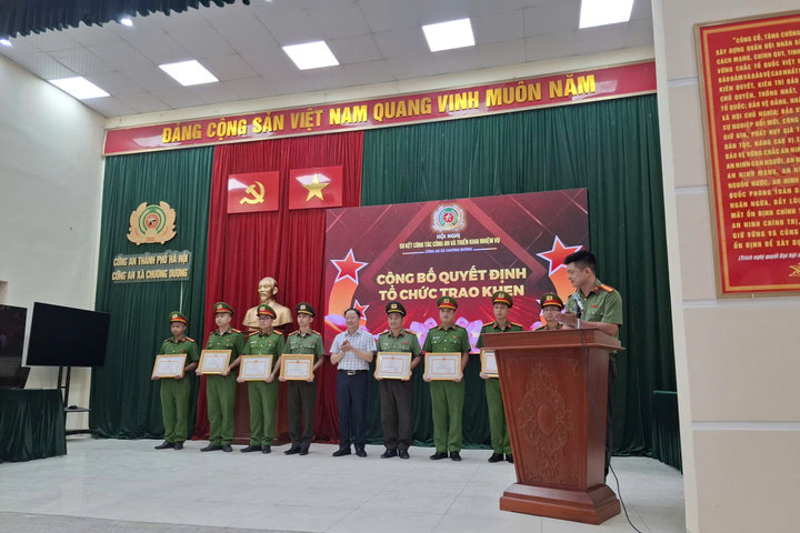 Công an xã Chương Dương, TP Hà Nội tổ chức Hội nghị sơ kết công tác 6 tháng đầu năm 2026