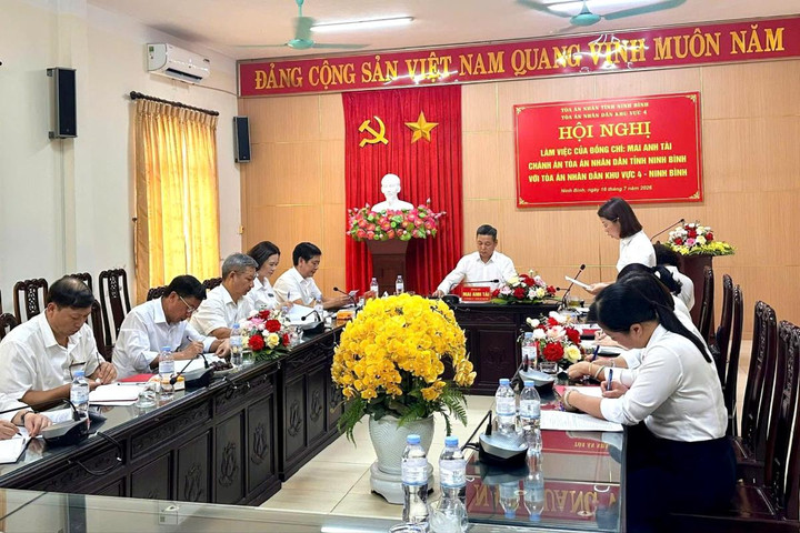 Chánh án TAND tỉnh Ninh Bình làm việc với TAND khu vực 4
