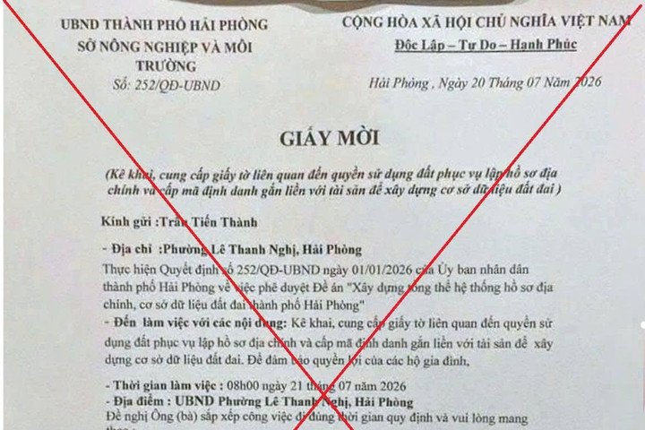 Cảnh báo giấy mời giả về đất đai gửi qua bưu điện để lừa đảo