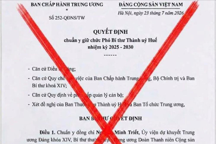 Cảnh báo văn bản giả mạo về công tác cán bộ lan truyền trên mạng