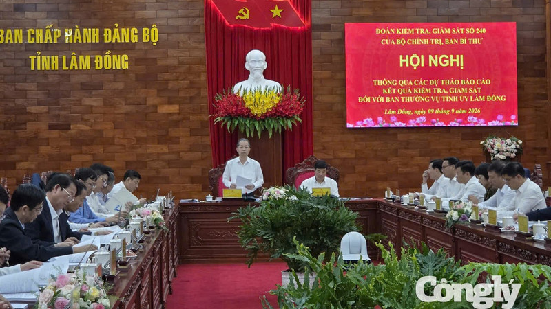 Đoàn Kiểm tra, giám sát số 240 làm việc với Ban Thường vụ Tỉnh ủy Lâm Đồng