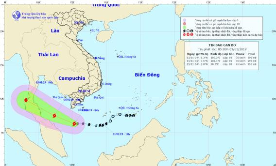 Bão số 1 giật cấp 11, tiếp tục mạnh thêm và tiến gần đất liền