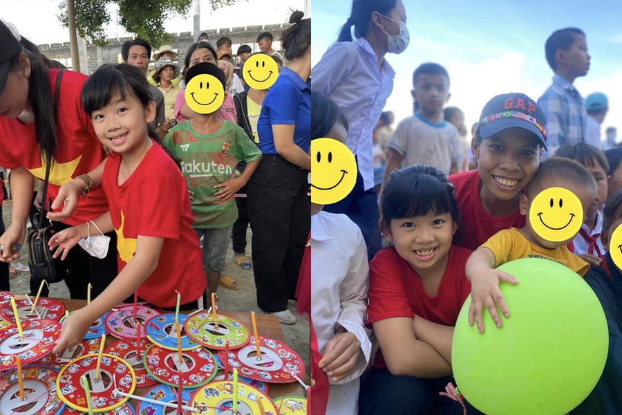 Đón Trung thu không có mẹ bên cạnh, con gái Mai Phương vẫn vui vẻ đi làm từ thiện ở vùng cao cùng bảo mẫu