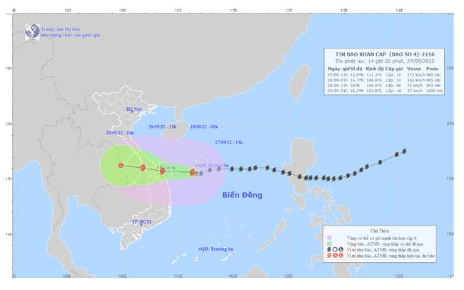 Tin bão khẩn cấp: Bão số 4 cách đất liền 270km, vùng gần tâm bão mạnh cấp 14-15