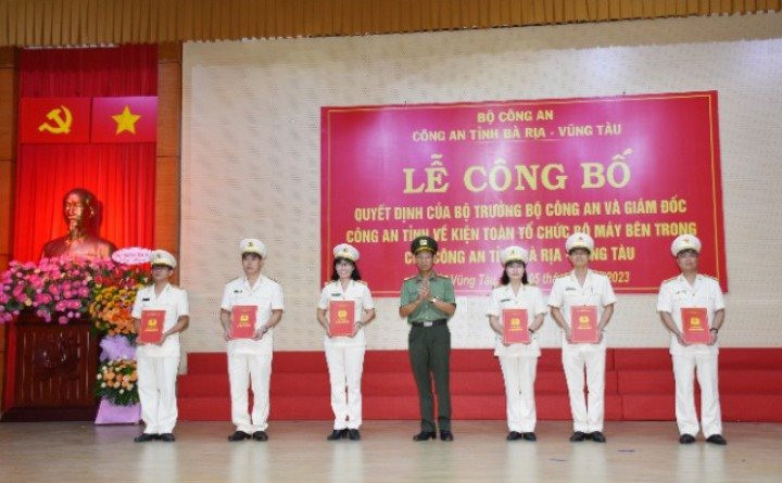 Bà Rịa - Vũng Tàu: Công an tỉnh tổ chức lễ công bố các quyết định của Bộ trưởng Bộ Công an