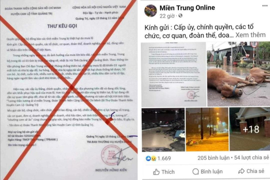 Mạo danh Huyện đoàn Cam Lộ kêu gọi ủng hộ khắc phục hậu quả mưa lũ