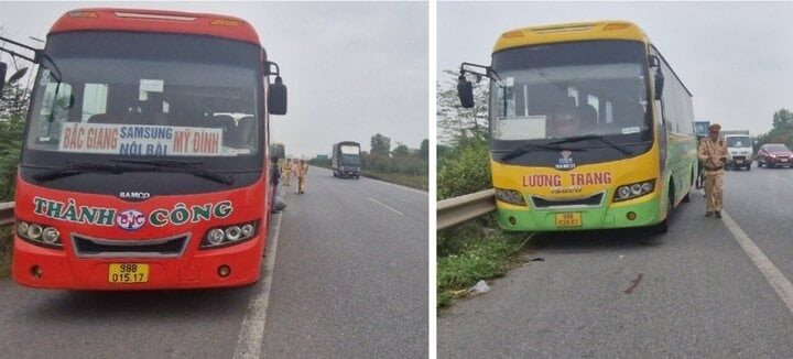 Xử nghiêm 2 xe khách chèn nhau trên cao tốc Hà Nội - Bắc Giang