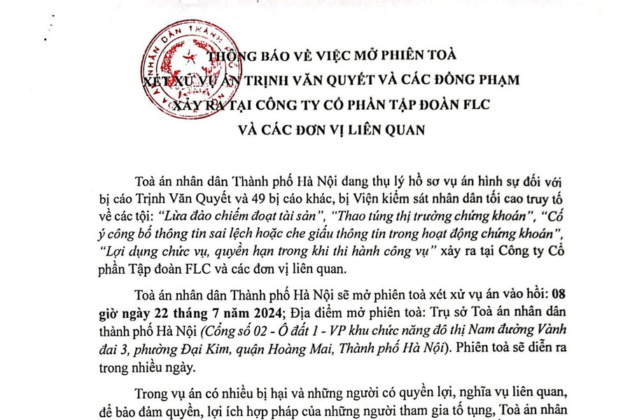Danh sách bị hại, người liên quan trong vụ án tại FLC