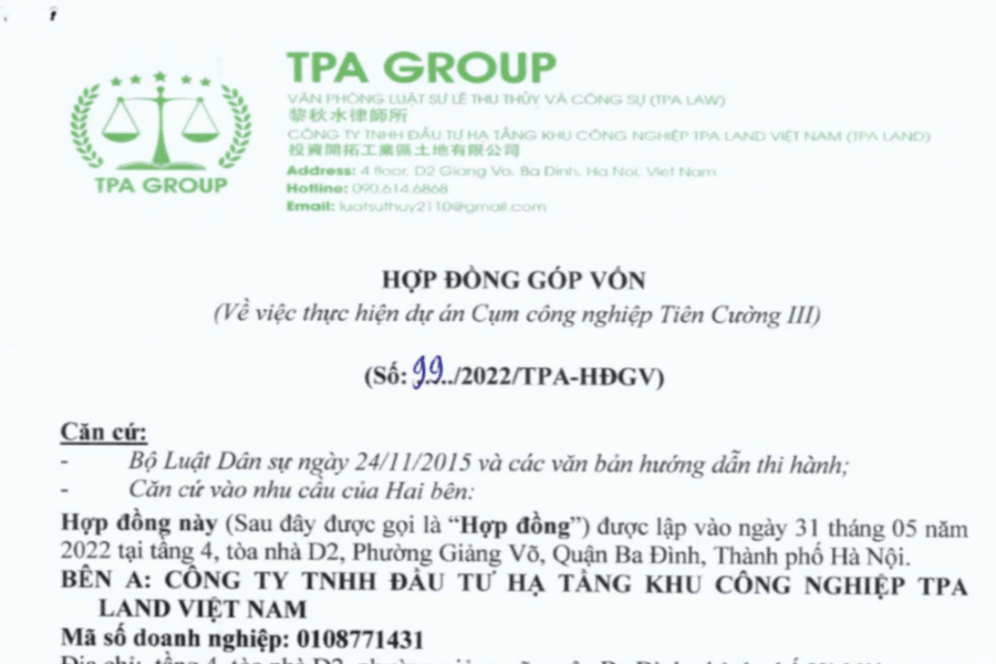 Nguy cơ mất tiền tỷ vì góp vốn vào Công ty TPA Land