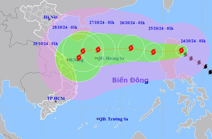 Bão Trami đi vào Biển Đông, khả năng mạnh thêm 2 cấp