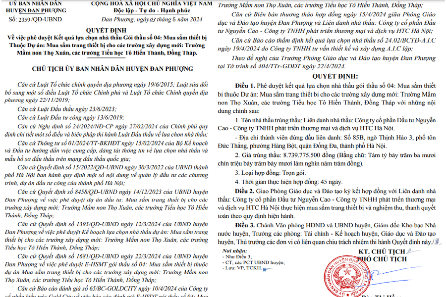 Đan Phượng (Hà Nội): Công tác đấu thầu với các gói thầu " đơn độc"