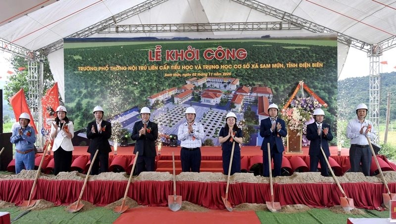 Điện Biên: Khởi công Dự án Trường phổ thông nội trú Liên cấp Tiểu học và THCS xã Sam Mứn