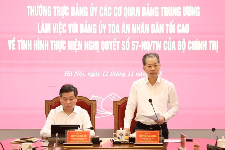 Thường trực Đảng ủy các cơ quan Đảng Trung ương làm việc với Đảng ủy Tòa án nhân dân tối cao