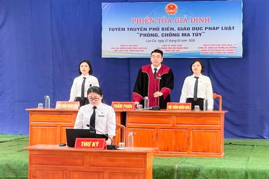TAND tỉnh Lào Cai lan tỏa thông điệp phòng, chống ma túy đến học sinh qua phiên tòa giả định