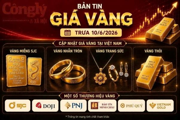 Giá vàng trưa 10/6: SJC giảm thêm 4,5 triệu đồng một lượng