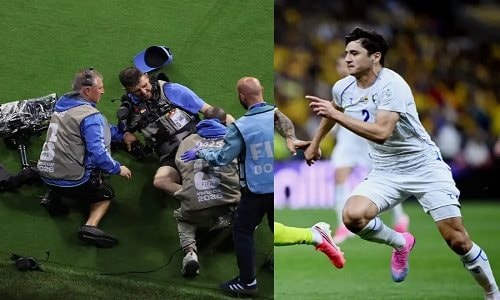 Truy cản Luis Díaz, Khusanov khiến quay phim chấn thương ngoài đường biên
