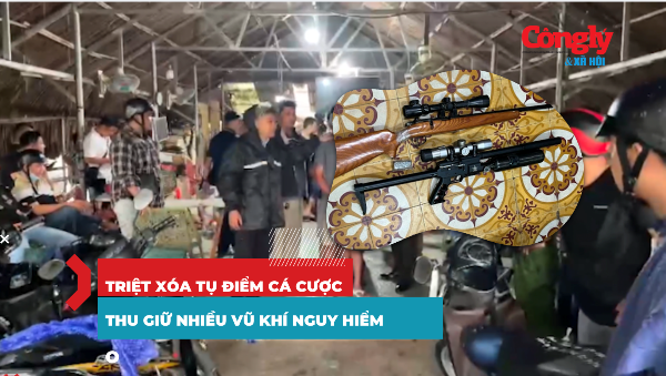 Triệt phá ổ nhóm cá cược đá gà qua mạng, phát hiện nhiều vũ khí nguy hiểm