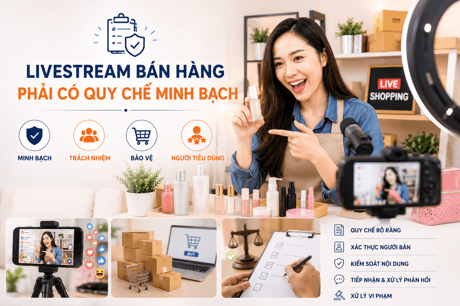 Livestream bán hàng trên sàn thương mại điện tử phải có quy chế công khai