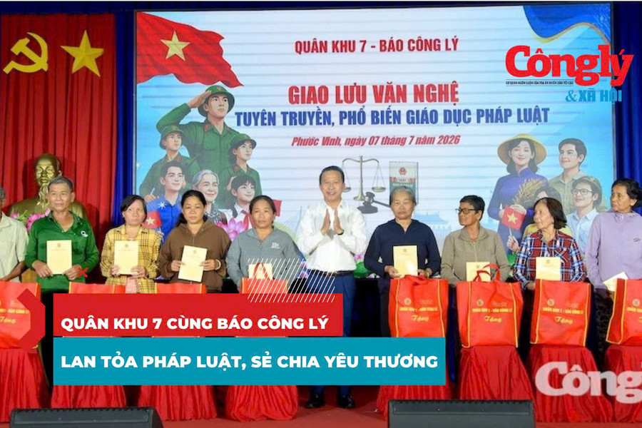 Báo Công lý cùng Quân khu 7 lan tỏa pháp luật, nghĩa tình đến người dân