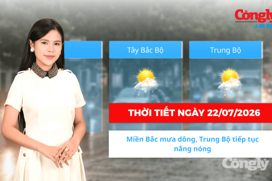 Thời tiết ngày 22/7: Miền Bắc mưa dông, Trung Bộ tiếp tục nắng nóng