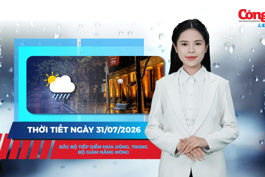Thời tiết ngày 31/7: Bắc Bộ tiếp diễn mưa dông, Trung Bộ giảm nắng nóng