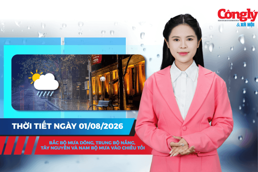 Thời tiết ngày 1/8: Bắc Bộ mưa dông, Trung Bộ nắng, Tây Nguyên và Nam Bộ mưa vào chiều tối