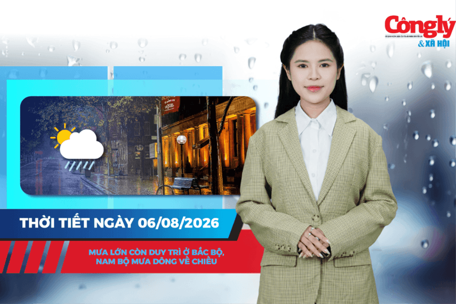 Thời tiết ngày 6/8: Mưa lớn còn duy trì ở Bắc Bộ, Nam Bộ mưa dông về chiều