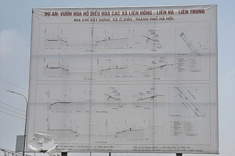 Hà Nội: Dự án Vườn hoa, hồ điều hòa các xã Liên Hồng - Liên Hà - Liên Trung thi công ra sao?