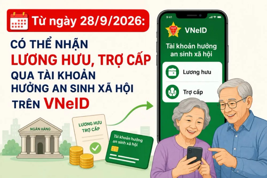 Nhận lương hưu, trợ cấp qua tài khoản VNeID từ ngày 28/9/2026