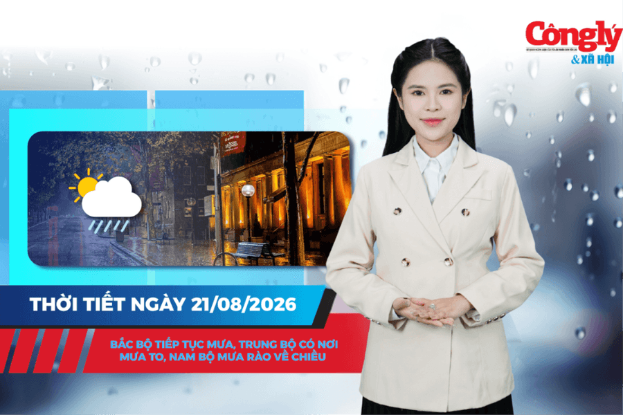 Thời tiết ngày 21/8: Bắc Bộ tiếp tục mưa, Trung Bộ có nơi mưa to, Nam Bộ mưa rào về chiều