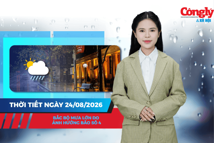 Thời tiết ngày 24/8: Bắc Bộ mưa lớn do ảnh hưởng bão số 4