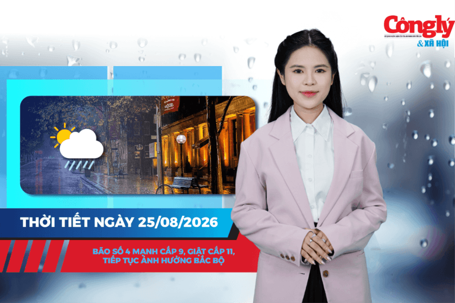 Thời tiết ngày 25/8: Bão số 4 mạnh cấp 9, giật cấp 11