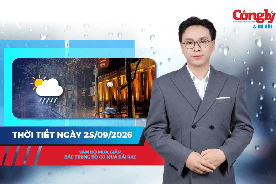 Thời tiết ngày 25/9: Nam Bộ mưa giảm, Bắc Trung Bộ có mưa rải rác