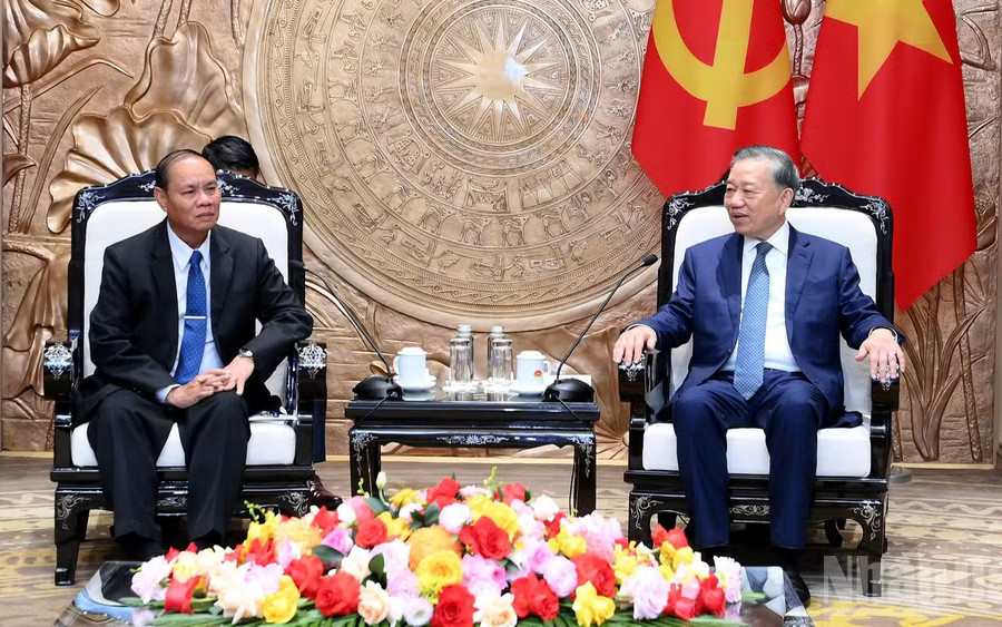 Tổng Bí thư, Chủ tịch nước Tô Lâm tiếp Thường trực Ban Bí thư Trung ương Đảng Nhân dân Cách mạng Lào Vilay Lakhamphong
